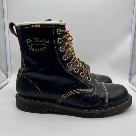 Doc Martens Cappers Air Wair Military Style Boots Black Leather‎ Mens US 10.5 - Picture 1 of 5